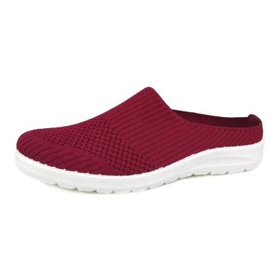 China 36-41 Size Ladies Korean Style Knitted Breathable Slipper Shoes Fashion Lightweight Casual Sneakers for sale