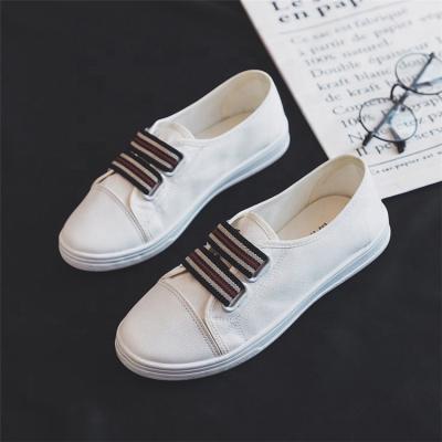 China Wholesale Simple White Soft Round Patina Breathable Female Students Casual Canvas Shoes for sale