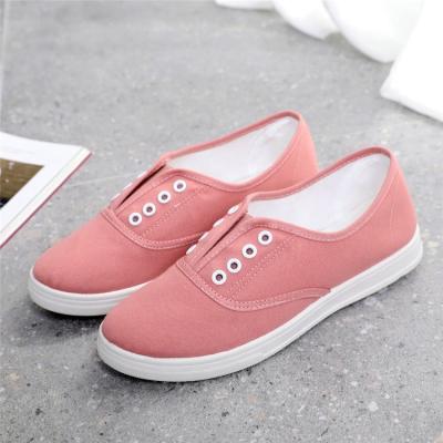 China White Anti-odor Plain Color Casual Breathable Comfortable Breathable Canvas Girl's White Sports Shoes for sale