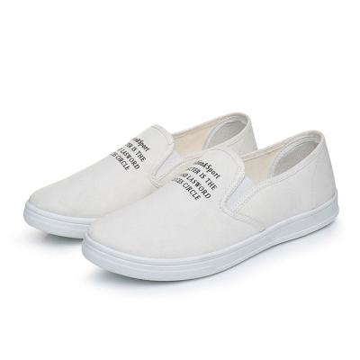 China Anti-odor Wholesale Customized White Classic Casual Shoes Non Lace Up Ladies Flat Canvas Shoes for sale