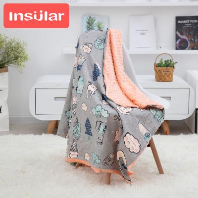 China Single Island Baby Blankets Warm Bubble Flannel Infant To Wrap Thicken Double Layer Cartoon Stroller Envelope Newborn Baby Bedding Blanket for sale