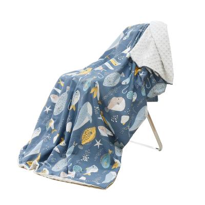 China Plain Bangepig Two Layers Cartoon Cotton Embossed Soft Flannel Toddler Kids Spring Back Baby Blanket Child Seat Cover Baby Comforter for sale