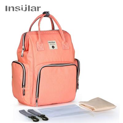 China Waterproof Baby Insular Diaper Backpack Mother Travel Bag Baby Diaper Handbag Thermal Changing Bag for Baby Strollers Changing Backpack for sale