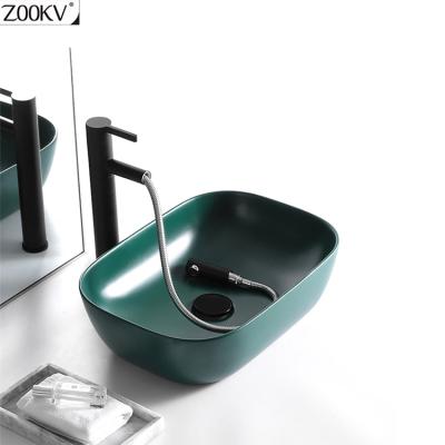 China 2020 Modern High Quality Green Above Counter Ceramic Wash Basins for sale