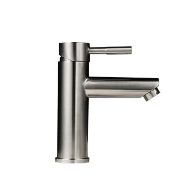 China Metered Hot Cold Water Mixer Taps 304 Stainless Steel Wash With Handle Single Lever Bathroom Faucets Sweep Basin Faucet for sale