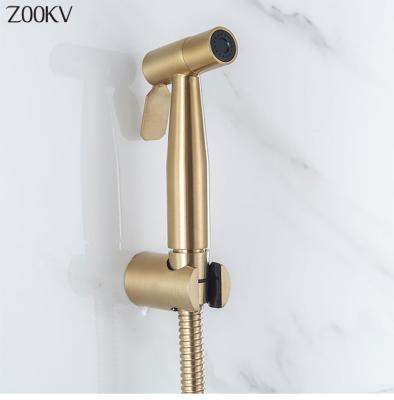 China With Slide Bar 304 Stainless Steel Gold Angle Valve Faucet Sprayer Full Pressure Handheld Bidet Toilet Sprayer for sale