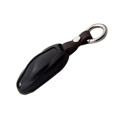 China Topfit Premium Aluminum Metal Car Key Case Shell Cover with Key Chain for Tesla Model S (Black) for sale