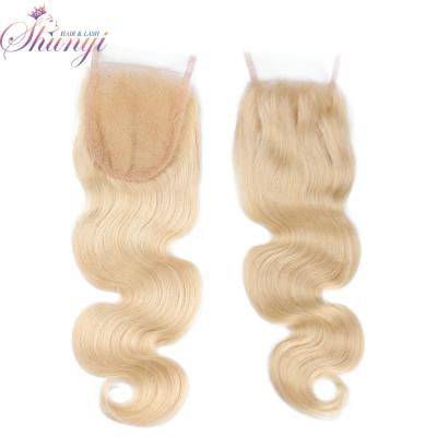 China Good Quality Deep Wave 10A Grade 613 Transparent Swiss Virgin Human Hair 4*4 Lace Closure 100% Digital Thin Lace Closure With Bundles for sale