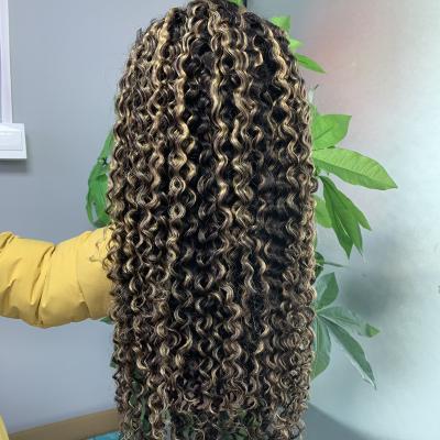 China Deep Curly Highlight Virgin Honey Blond Brazilian Hair Wigs 13X4 &13X6 Ombre Body Wave Cuticle Aligned Lace Front Hair Wigs for sale