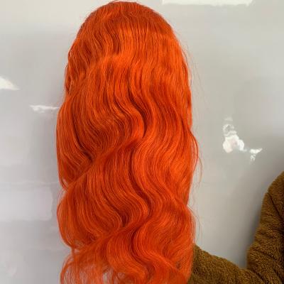 China 100% Virgin Human Hair Luxefame Human Hair Transparent Lace Frontal Wig Orange Body Wave Wig For Black Women With Small Knots for sale