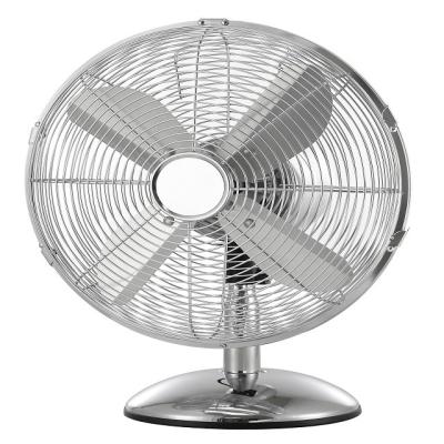 China Exterior Chrome Metal 12 Inch Table Fan With 3 Speeds For Home Office for sale