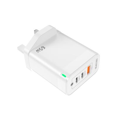 China Universal PD 65W Wall Charger Usb Charger PD+PD+QC Three Travel Fast Charging Left Quick Charging Adapter for iPhone Huawei Xiaomi for sale