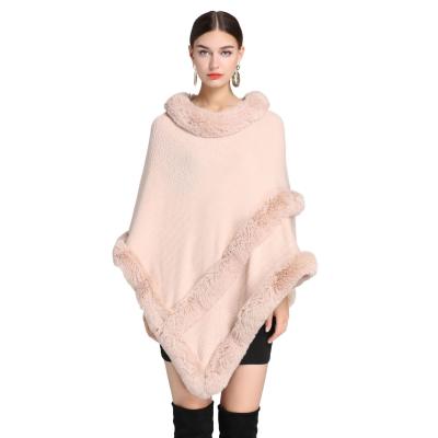 China artificial wool & Acrylic fiber artificial wool & new autumn/winter style new Rex imitation coat bat sleeve sweater acrylic fiber rabbit fur collar shawl large size female sweater cap for sale