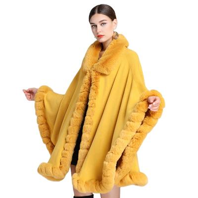 China acrylic & imitation wool-acrylic & new wool designer Women Faux Fox Fur Cape Faux Fur Cape Imitation Shawl Autumn Winter Warm for sale