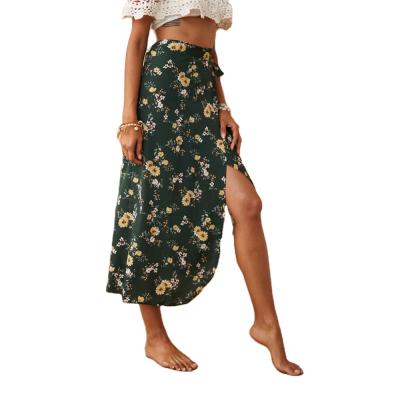 China 22/5000 2021 summer hot breathable European and European style skirt with floral printing casual skirt for sale