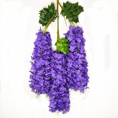 China Artificial Purple Rattan Wedding Decoration Wisteria Flower Ceiling Flower Vine Plastic Vine Vine for sale