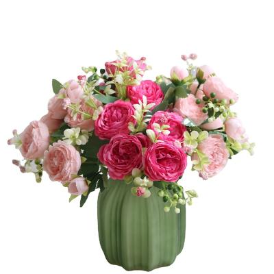 China Wholesale Real Touch Durable Artificial Velvet Rose High Quality Artificial Flower For Wedding Decoration for sale