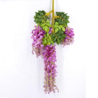 China Home.Party.Restaurant.Bar.Hotel.Wedding plastic wisteria flower vine vine decoration artificial purple rattan wedding flower vine ceiling flower for sale