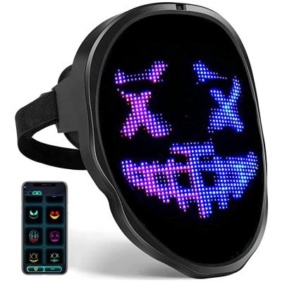 China Festival Celebration Bluetooth Led Lights Up Party Mask DIY Picture Editing Programmable Luminous Mask LED Mask App Control For Halloween Masquerade for sale