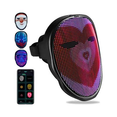 China Festival Celebration Led Flash Funny Mask With Programmable Bluetooth For Costumes Cosplay Party Masquerade Light Up Mask For Adult Halloween Christmas for sale