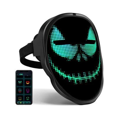 China Festival Celebration LED Programmable Luminous Mask Bluetooth RGB Led Lights Up Party Mask DIY Outline Edit Animation Text Love Prank Concert Mask for sale