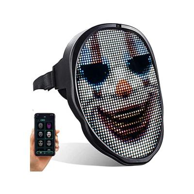 China Festival Celebration New Bluetooth RGB Led Light Up Mask Smart APP Control DIY Photo Bar Ball Party DJ Music Festival Hip Hop 2022 Programmable Hip Hop for sale