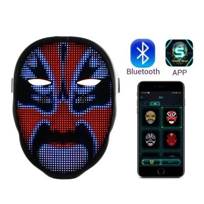 China Festival Celebration LED Light Up Scary Glow Mask Halloween LED Mask With Programmable Bluetooth App For Women Men For Costume&Cosplay Party for sale