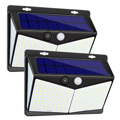 China Tempered Glass 208 LED Outdoor Motion Sensor Wall Light Waterproof Solar Powered Garden Pathway Street Light Spotlight for sale