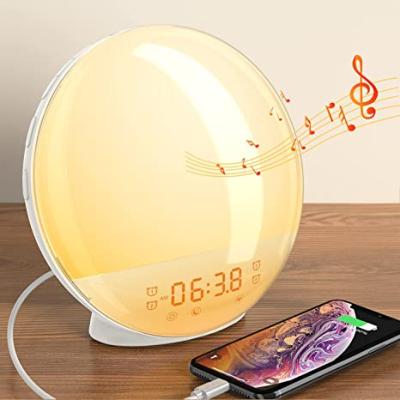 China Wake Up Light Sunrise Wake Up Light With Dual Alarms 7 Natural Sounds Sleep FM Radio Sleep Sleep Light With 7 Colors for sale