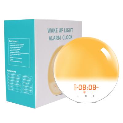 China Wake Up Light Wake Up Light Sunrise Alarm Clock for Heavy Sleepers Kids Bedroom with Sleeping Sunrise Simulation Dual Alarms for sale