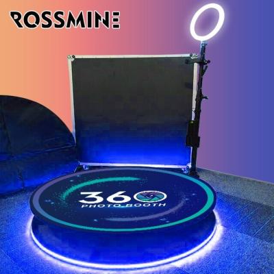 China Rossmine Low Price Solid Stable High Quality Full Metal/Tempered Glass Rotate Slow Motion Kiosk Video 360 Degree Portable Selfie Photobooth 360 Photo Booth Platform for sale