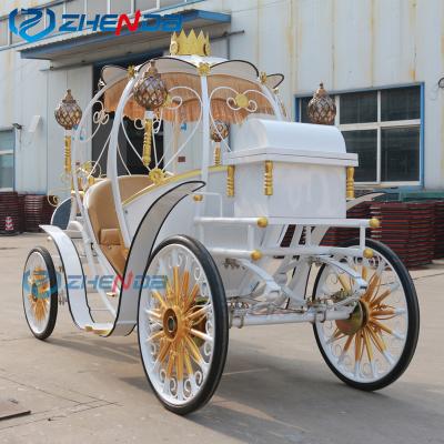 China Cinderella Pumpkin Carriage Wedding Sightseeing Wedding Amusement Park Photography Party Event Decoration White Electric Play Horse-Drawn Carriage for sale