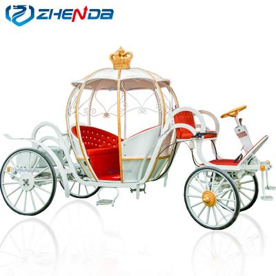 China Q235B Steel Structure Frame Pumpkin Carriage Dream White Electric Horse Carriage Custom Wedding Sightseeing Car for sale