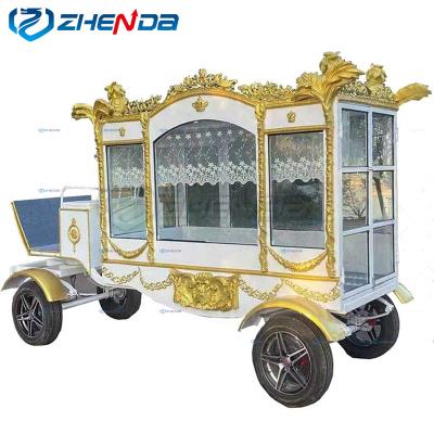 China 2023 European Style White Gold Funeral Electric Yew Funeral Electric Yew Inlaid Horsedrawn Yew for sale