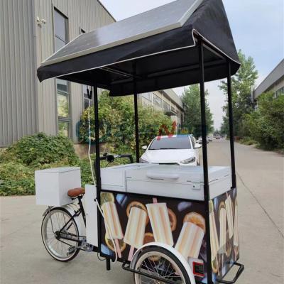 China Easy To Use Trailer Outdoor Street Food Mobile Food Cart Easy To Use Portable Custom Ice Cream Snack Cart With Freezer for sale