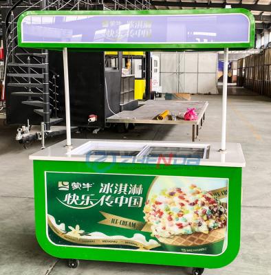 China Mobile vegetable processing factory ice cream snack cart street food food truck with customizable logo for sale