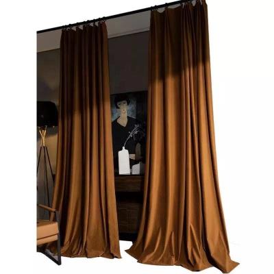 China American Luxury Living Room Bedroom Curtain Velvet Designer Light Wheat Shade Insulated Thick Curtain For Living Room for sale