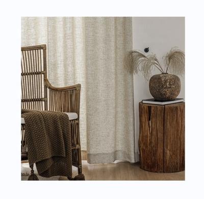 China Blackout cotton and day linen type contracted Nordic modern simple cotton and shade curtain living room wave linen window for sale