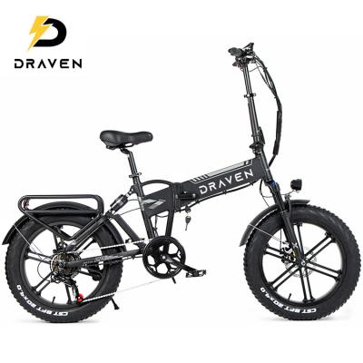 China SHIMANO Steel Frame 20 Inch Electric Mountain Bike 7 Speed ​​Fat Folding Foldable Tire for sale