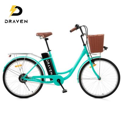 China Aluminum Alloy Manufacturer Women Urban Electric Bike 26 Inch 250W City Bike Electric Bicycle For Women for sale