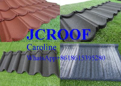 China Colorful Stone Coated Steel Shingles Plain Roof Tiles Type Anti-earthquake for sale