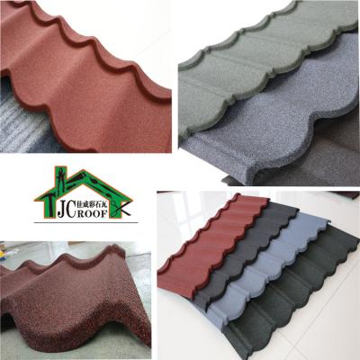 China Alu-Zinc plate Stone Chip Coated Metal Roof Tiles  Ripple Model 1340*420mm for sale