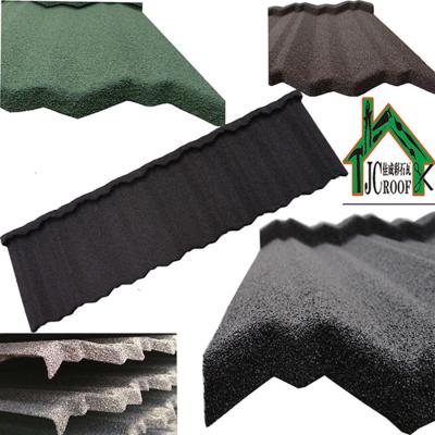 China Economical light weight Colorful Stone Coated Metal Roofing Tiles Ripple Model 1340*420mm for sale