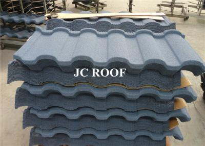 China Color Sand Stone Coated Steel Roof Tiles , Stone Coated Metal Roofing Environmental Friendly for sale