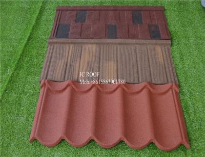 China colorful stone coated metal roofing tile/Stone coated iron sheet 1340mm*420*0.4mm stone chips coated roof tile en venta