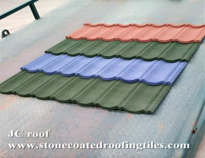 China Fire proof Stone Chips Coated Step Metal Roof Tile Aluminium Zinc Roofing Sheets for sale