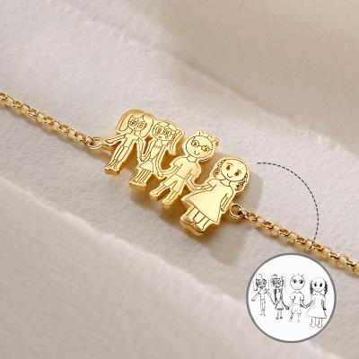 China 18k 925 Sterling Silver Cute Cute Custom Children's Graffiti Self Paint Art Painting Couple's Photo Engraving Bracelet for sale