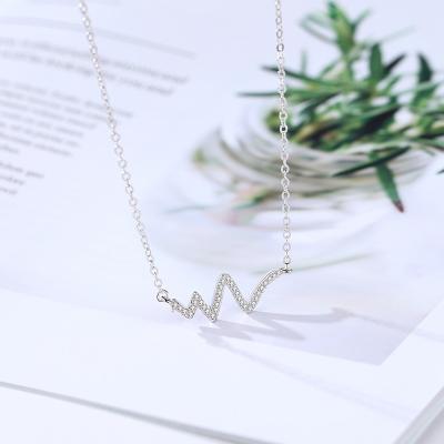 China Necklace S925 Fashionable female and South Korea silver jewelry wholesale Japan silver snake ECG heartbeat necklace clavicle chain for sale