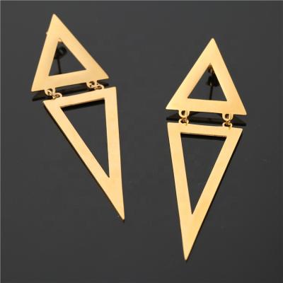 China Hyperbola Triangle Shape Dangle Earring In Real Stainless Steel 18K Gold Thin Layer For 2021 Fashion Jewelry for sale