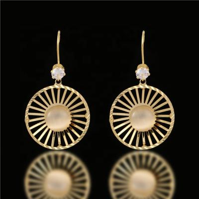 China CLASSIC 18K Gold Cavity Brass With Silver Cat Eye Drop Earrings Zircon Disco Drop Earrings 925 Round Post for sale